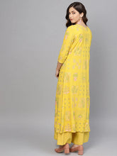 Yellow & Pink Printed Crop Top with Palazzos & Ethnic Jacket-AHTPPZJK-Combo-213